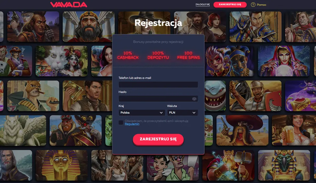 Vavada rejestracja — tworzenie nowego konta